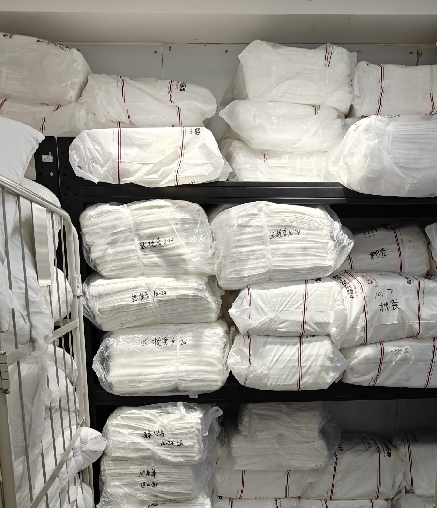 PE bag packaging for hotel linen products